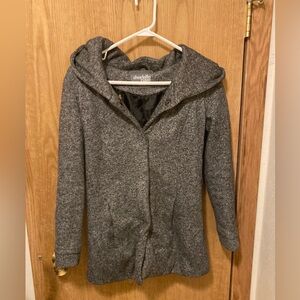 Charlotte Russe Gray Hooded Coat, Soft Knit, Cozy Minimalist